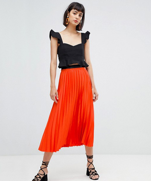 Orange Midi Skirt - Go-to Game Day Outfits