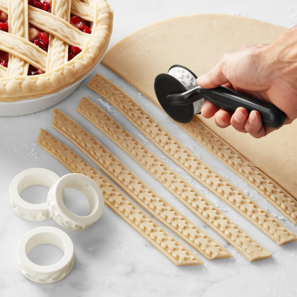 Let’s roll! This rolling impression pie crust cutter is about to change your pie game.