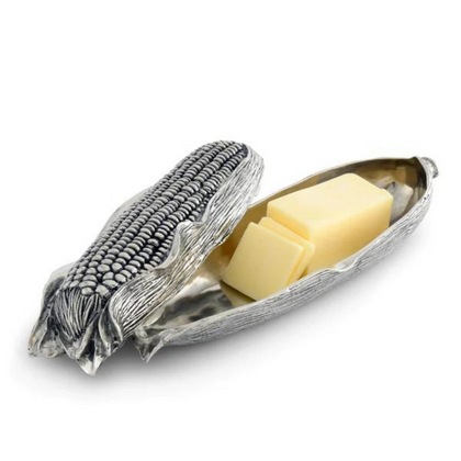 Pass the butter in style with this stunning corn butter dish made of Pewter.
