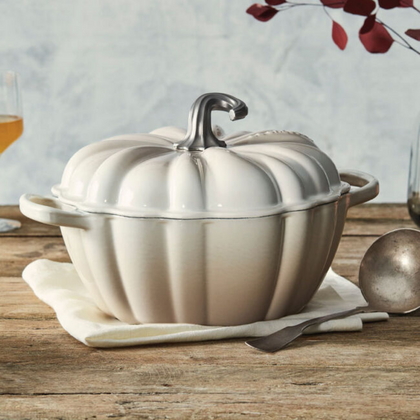 Get into the swing of the season and whip up your favorite kitchen creations using this gorgeous pumpkin cocotte from Le Creuset.