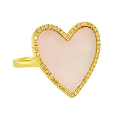 14K Heart Mother of Pearl Ring