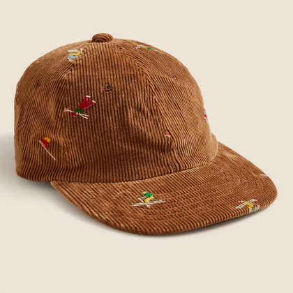 Embroidered Corduroy Ski Cap