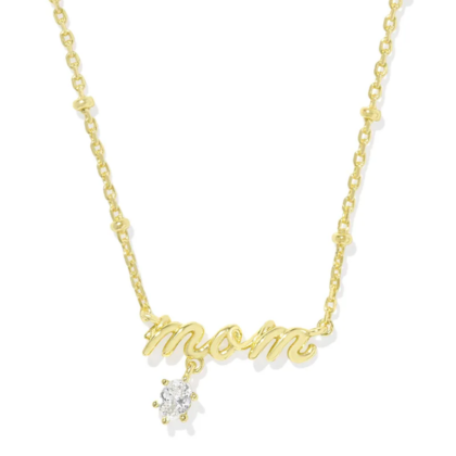 Mom Gold Crystal Pendant Necklace